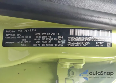 2017 Jeep Renegade Sport 4X4 из США, поврежденный, VIN ZACCJBAB1HPF07825